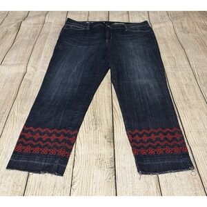Laurie Felt Jeans Classic Stiletto Embroidered Hems Cropped Mid Rise Sz 16 Tub13